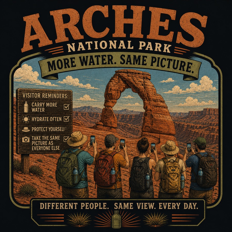 Arches red rock artwork from National Park Gift Shop