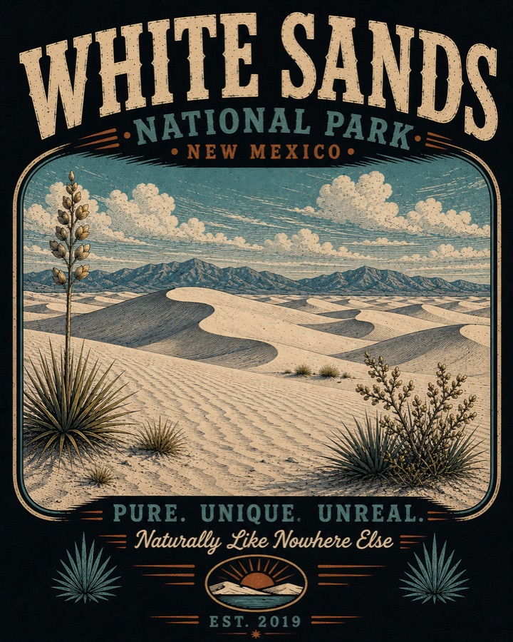White Sands dune artwork from National Park Gift Shop